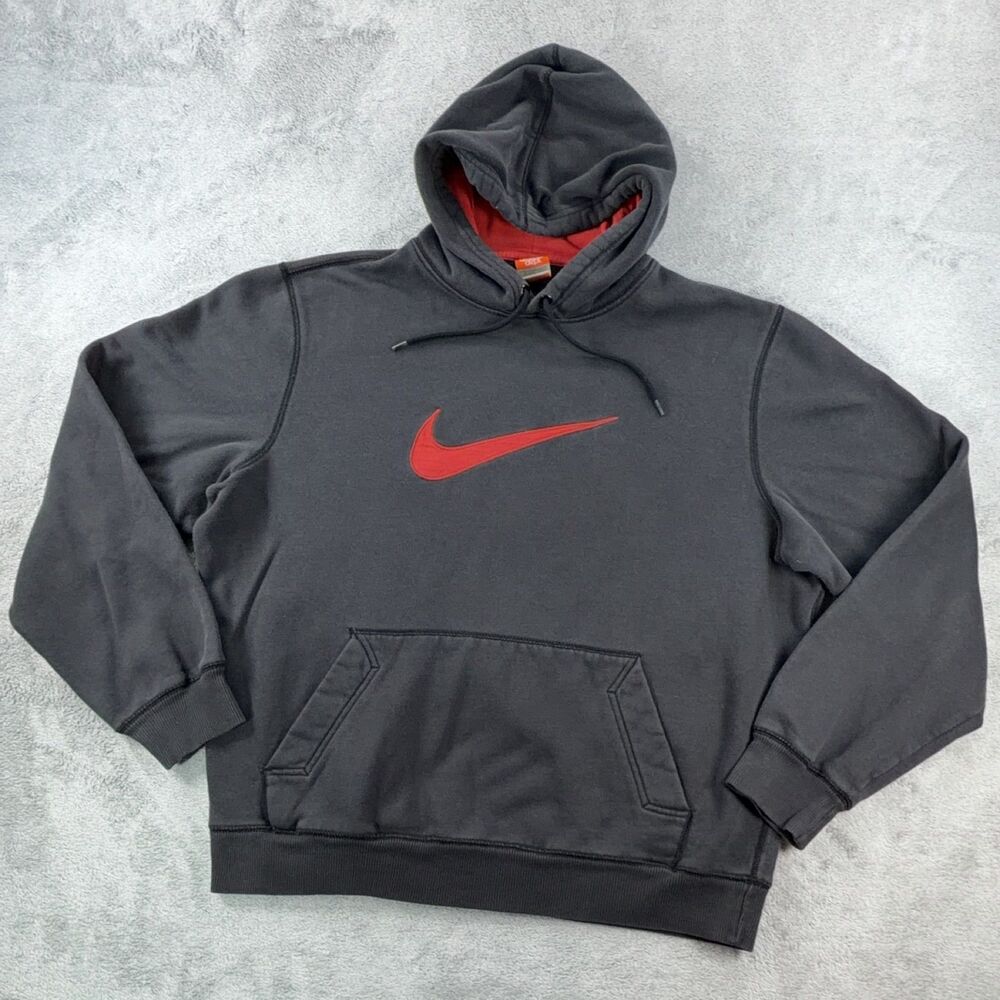 Nike The Athletic Dept. Hoodie Men's L Black Red Cotton Blend Y2K